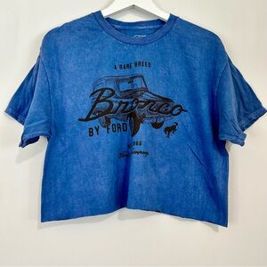 Ford Women’s Bronco Short Sleeve Cotton Graphic Cropped Tee Blue Size Large NWOT